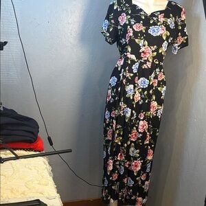 Erika Black Floral Midi Dress